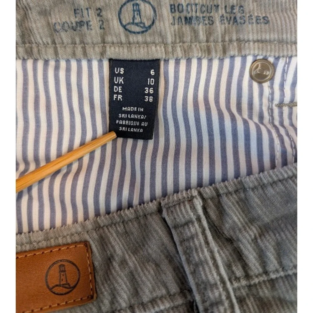 Lands' End Corduroy Pants Women's 6 Gray Fit‎ 2 Bootcut Stretch Cotton Blend
